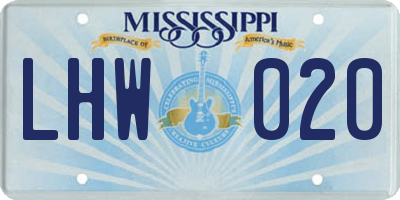 MS license plate LHW020