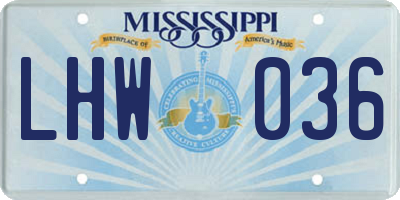 MS license plate LHW036