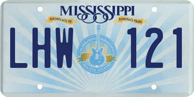 MS license plate LHW121