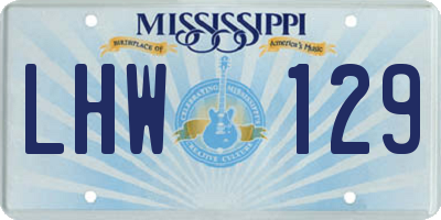 MS license plate LHW129