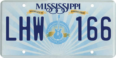 MS license plate LHW166