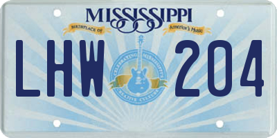 MS license plate LHW204
