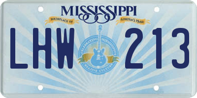 MS license plate LHW213