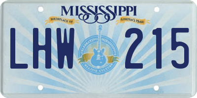 MS license plate LHW215