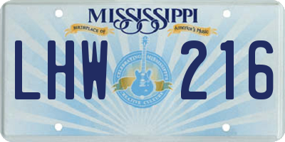 MS license plate LHW216
