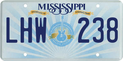 MS license plate LHW238