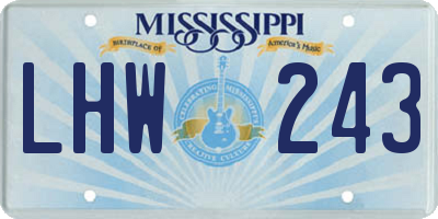 MS license plate LHW243