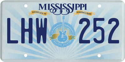 MS license plate LHW252