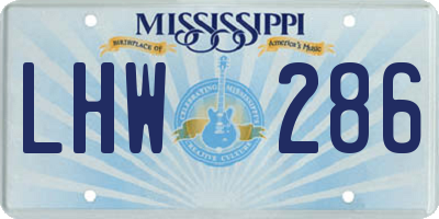 MS license plate LHW286