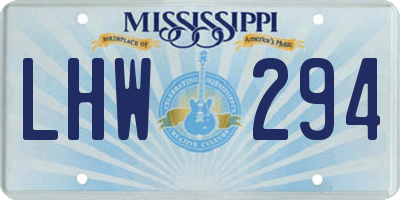 MS license plate LHW294