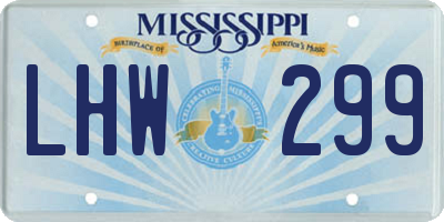 MS license plate LHW299