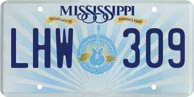 MS license plate LHW309