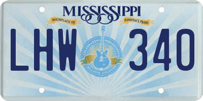 MS license plate LHW340