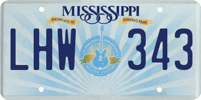 MS license plate LHW343