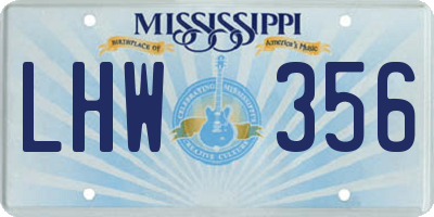 MS license plate LHW356