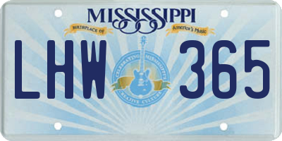 MS license plate LHW365