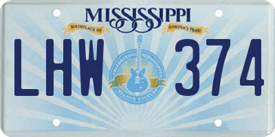 MS license plate LHW374