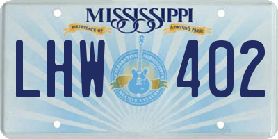 MS license plate LHW402
