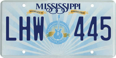 MS license plate LHW445