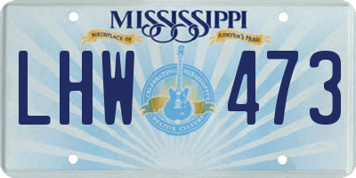MS license plate LHW473
