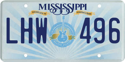 MS license plate LHW496