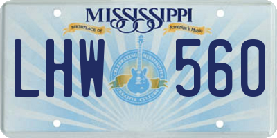 MS license plate LHW560