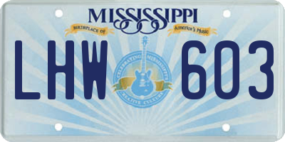 MS license plate LHW603