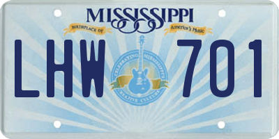 MS license plate LHW701