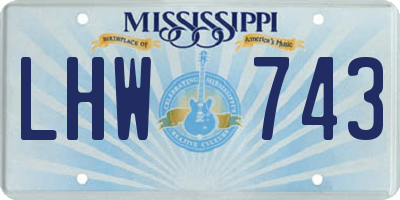 MS license plate LHW743