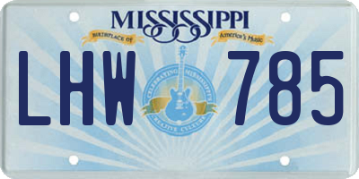 MS license plate LHW785
