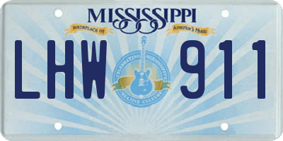 MS license plate LHW911