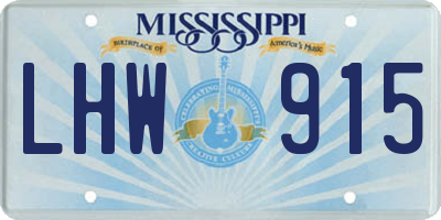 MS license plate LHW915