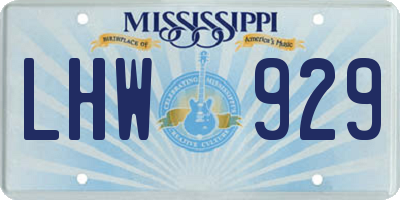 MS license plate LHW929