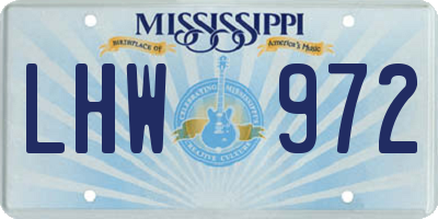 MS license plate LHW972