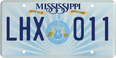 MS license plate LHX011