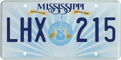 MS license plate LHX215