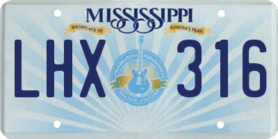 MS license plate LHX316