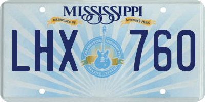 MS license plate LHX760