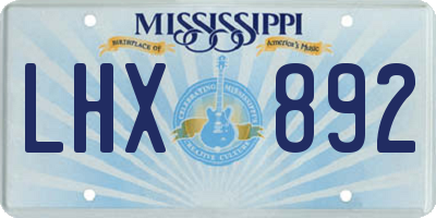 MS license plate LHX892