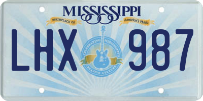 MS license plate LHX987