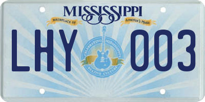 MS license plate LHY003