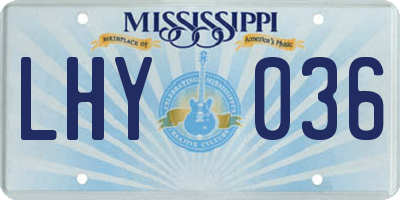 MS license plate LHY036