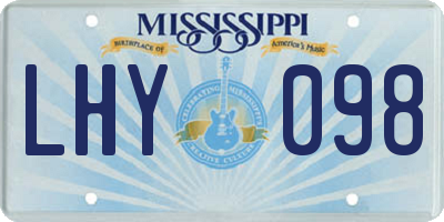 MS license plate LHY098