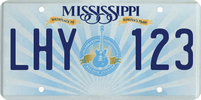 MS license plate LHY123