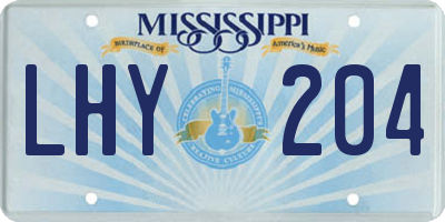 MS license plate LHY204