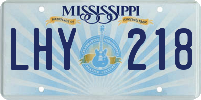 MS license plate LHY218