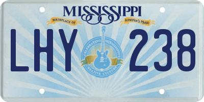 MS license plate LHY238
