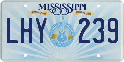 MS license plate LHY239