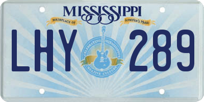 MS license plate LHY289