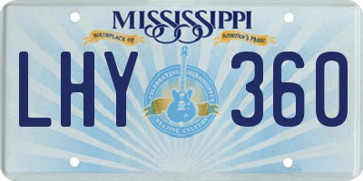 MS license plate LHY360